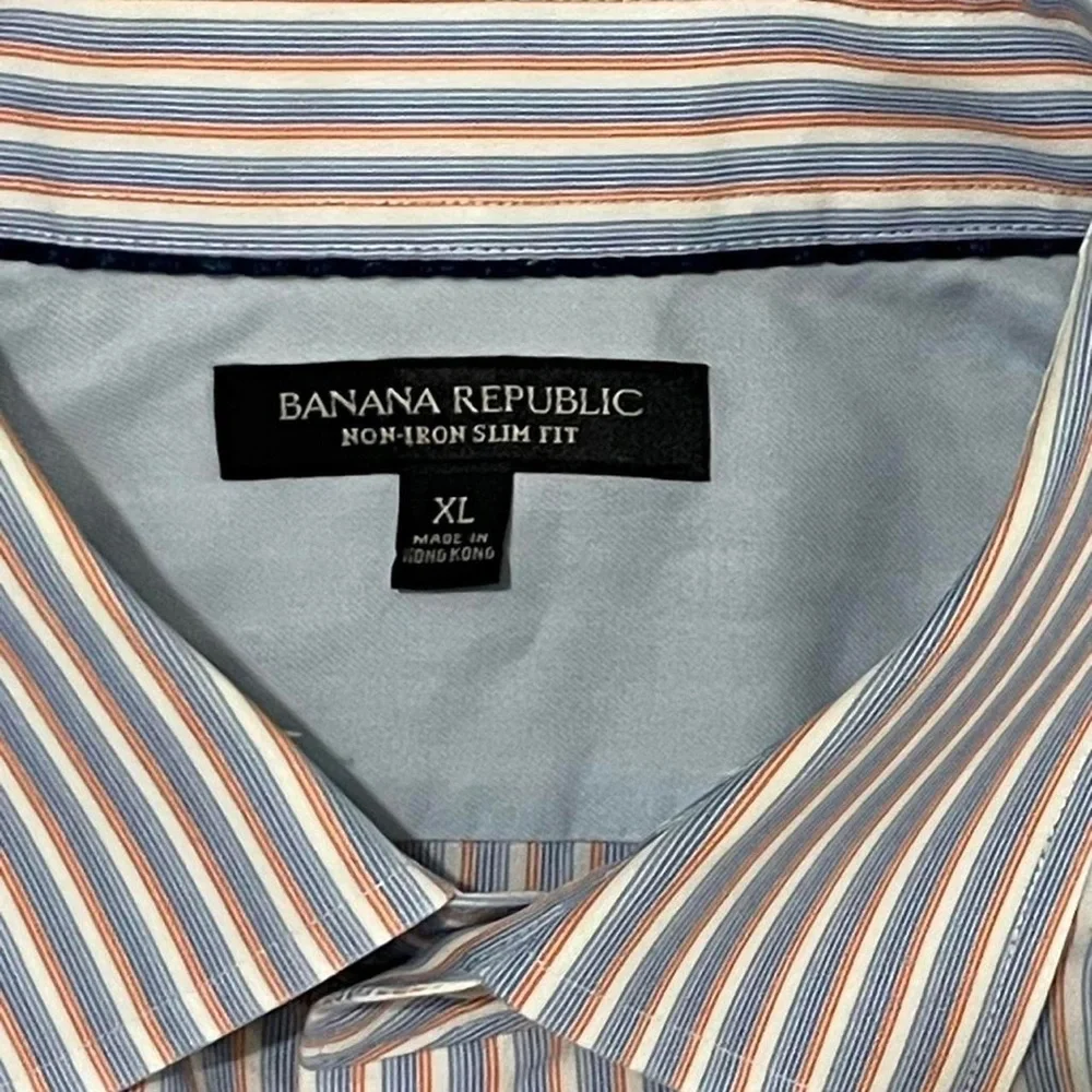 Banana Republic Men’s XL Long Sleeve Button Down Shirt Non-Iron Slim Fit Striped